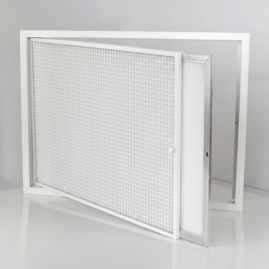 Hinged Eggcrate Return Air Grille with Filter White | HVAC Return Air Grille Australia